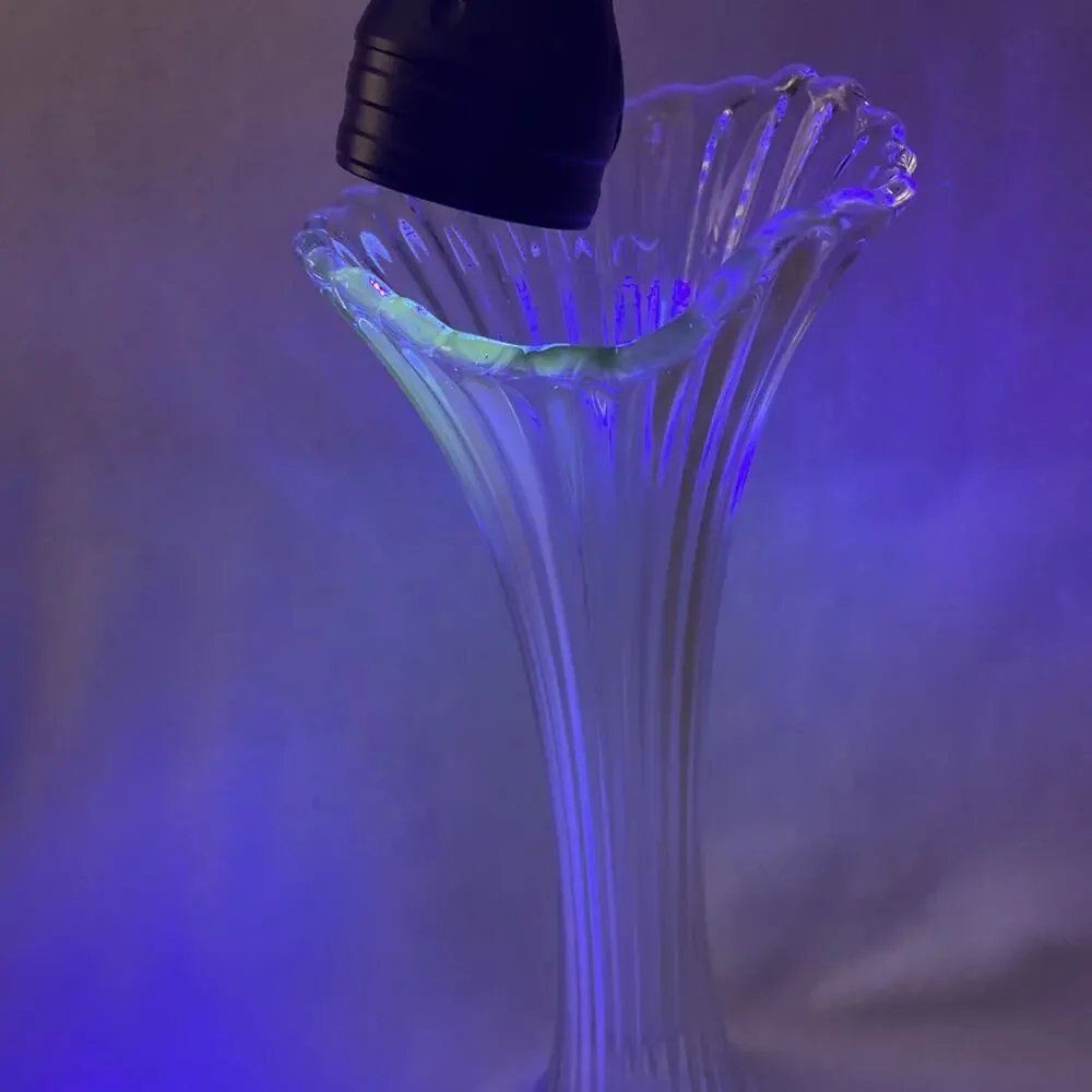 Antique Fenton Swung Vase Clear Early Circa 1918 UV Glow Rare